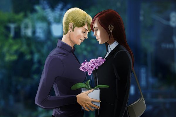 Bringing flowers, Illustrated by ASB Storyboard Artist, Alex H., Style: Color storyboard frame, 2D Art for Animatic or Storyboard frames