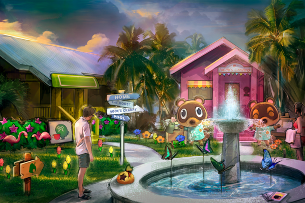 Colorful neighborhood for Nintendo ad, Illustrated by ASB Storyboard Artist, Chris M., Style: Color Storyboard Frames, 2D Art for Animatic or Storyboard frames