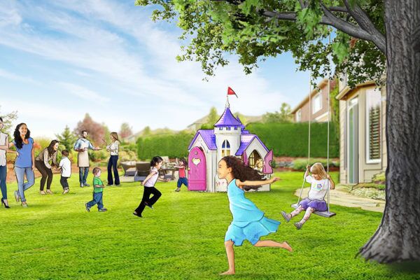 Kids running around playing outside, Illustrated by ASB Storyboard Artist, Trevor, Style: Color Storyboard Frames, 2D Art for Animatic or Storyboard frames